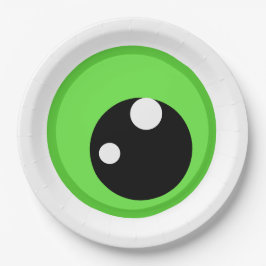 Moderne Grappige Groene Boze Oog Verjaardag Papieren Bordje