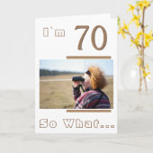 Moderne Grappige Inspirerende 70ste Verjaardag Fot Kaart (Gele Bloem)