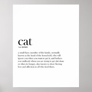Moderne grappige kat-definitie typografie poster