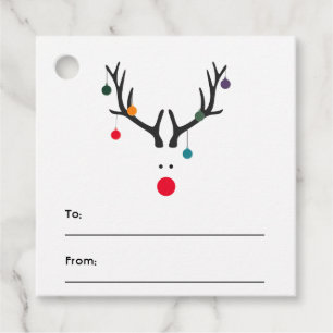 Moderne grappige Kerst rendier wit rood Bedankjes Labels