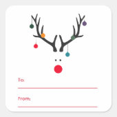 Moderne grappige Kerst rendier wit rood Vierkante Sticker (Voorkant)