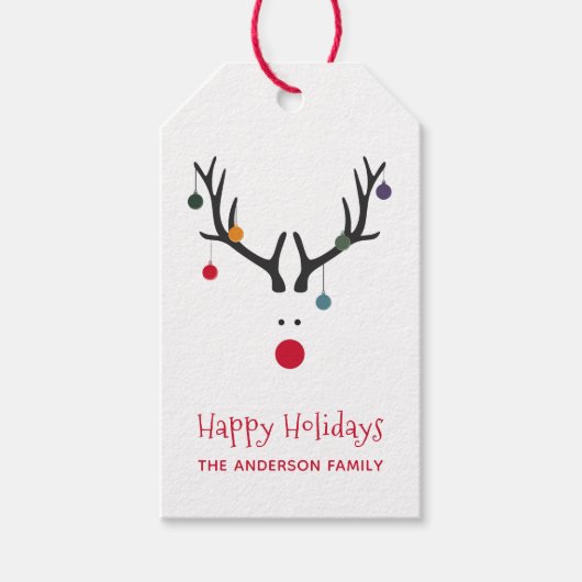 Moderne grappige Kerst-reuzenherten witte feestdag Cadeaulabel (Voorkant)