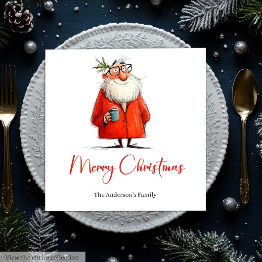 Moderne Grappige Kerstman Kerst Diner Servetten