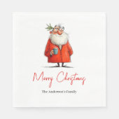Moderne Grappige Kerstman Kerst Diner Servetten (Voorkant)