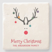 Moderne, grappige kerstrender wit stenen onderzetter (Voorkant)