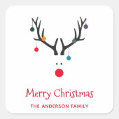 Moderne, grappige kerstrender wit vierkante sticker (Voorkant)