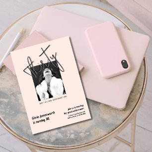 Moderne Grappige Licht Roze Foto 30e Verjaardag  Kaart