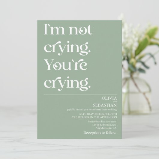 Moderne Grappige Minimale Typografie Sage Groene B Kaart (Staand voorkant)