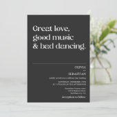 Moderne Grappige Minimalistische Typografie Zwart  Kaart (Staand voorkant)