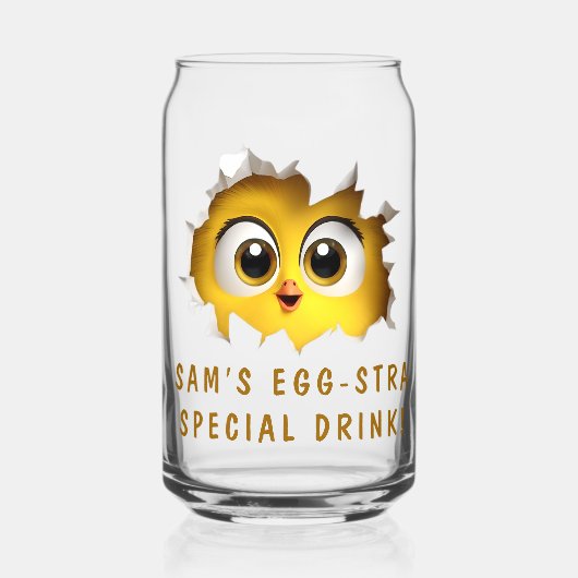 Moderne Grappige Ongebruikelijke Custom Chick Egg  Blikvorm Glas (Voorkant)