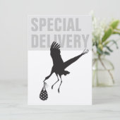 Moderne Grappige Ooievaar Neutrale Uitnodiging voo (Staand voorkant)