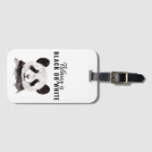 Moderne grappige panda zwart-wit met citaat bagagelabel (Voorkant (horizontaal))
