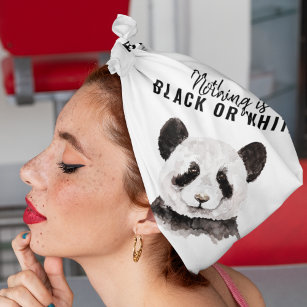 Moderne grappige panda zwart-wit met citaat bandana