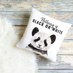 Moderne grappige panda zwart-wit met citaat buitenkussen