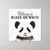 Moderne grappige panda zwart-wit met citaat canvas afdruk (Voorkant)