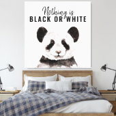 Moderne grappige panda zwart-wit met citaat canvas afdruk (Insitu (Slaapkamer))