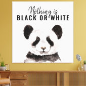 Moderne grappige panda zwart-wit met citaat canvas afdruk (Insitu (Woonkamer))
