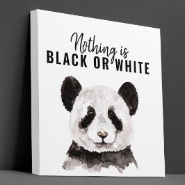 Moderne grappige panda zwart-wit met citaat canvas afdruk