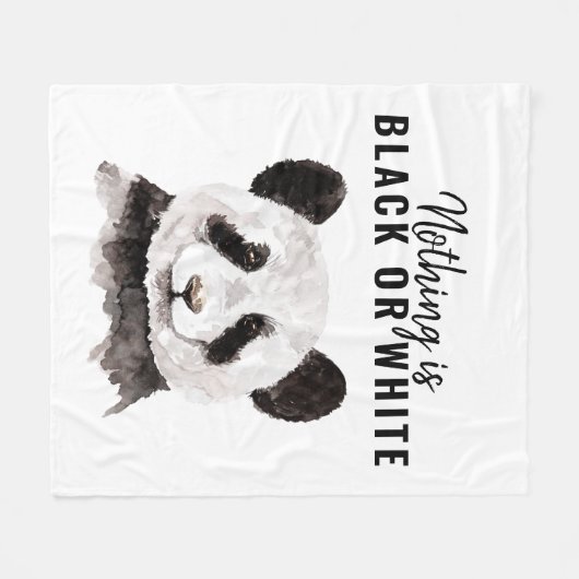 Moderne grappige panda zwart-wit met citaat fleece deken (Voorkant (Horizontaal))