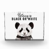 Moderne grappige panda zwart-wit met citaat fotoblokken (Voorkant)