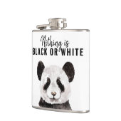 Moderne grappige panda zwart-wit met citaat heupfles (Links)