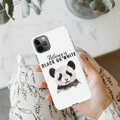 Moderne grappige panda zwart-wit met citaat iPhone hoesje