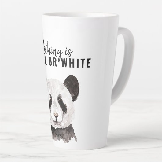 Moderne grappige panda zwart-wit met citaat latte mok (Rechterhoek)
