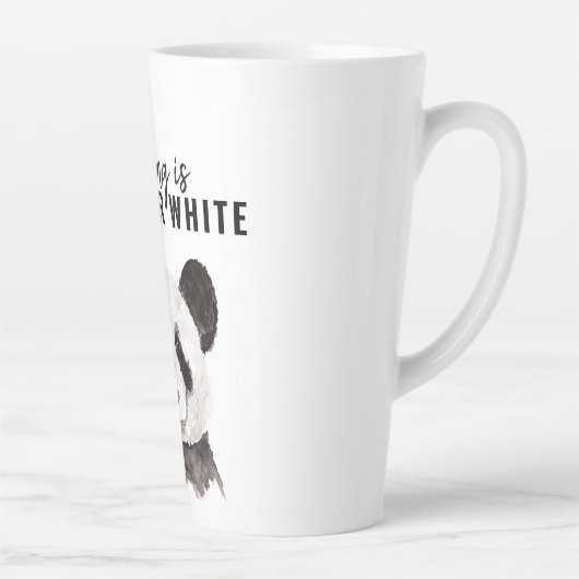 Moderne grappige panda zwart-wit met citaat latte mok (Rechts)