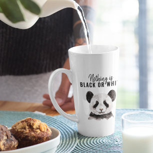 Moderne grappige panda zwart-wit met citaat latte mok