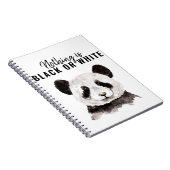 Moderne grappige panda zwart-wit met citaat notitieboek (Rechterzijde)