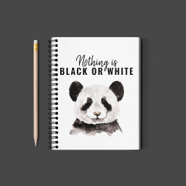 Moderne grappige panda zwart-wit met citaat notitieboek