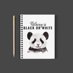 Moderne grappige panda zwart-wit met citaat notitieboek