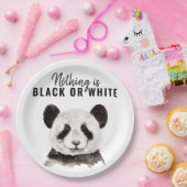 Moderne grappige panda zwart-wit met citaat papieren bordje (Feest)