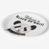 Moderne grappige panda zwart-wit met citaat papieren bordje (Gekanteld)