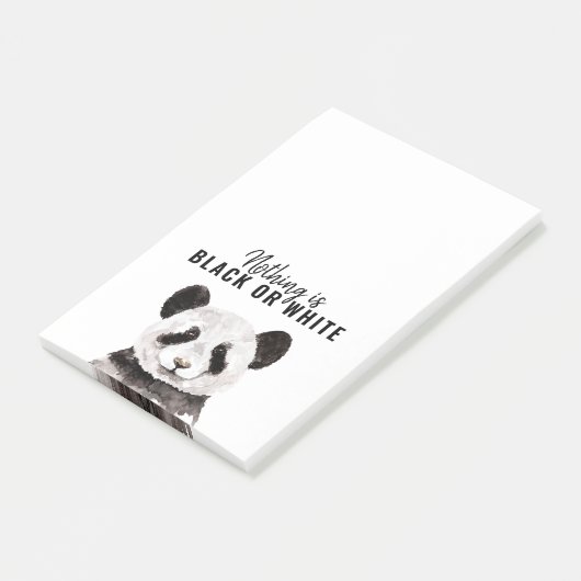 Moderne grappige panda zwart-wit met citaat post-it® notes (Schuin)