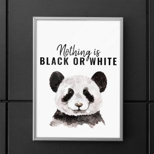 Moderne grappige panda zwart-wit met citaat poster