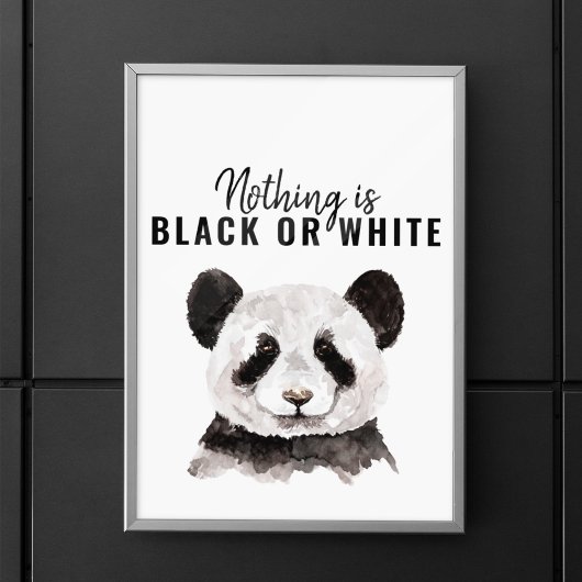 Moderne grappige panda zwart-wit met citaat poster