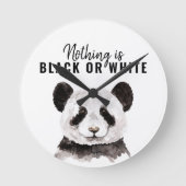 Moderne grappige panda zwart-wit met citaat ronde klok (Voorkant)