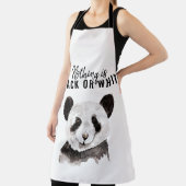 Moderne grappige panda zwart-wit met citaat schort (Insitu)