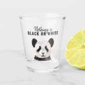 Moderne grappige panda zwart-wit met citaat shot glas (Voorkant)