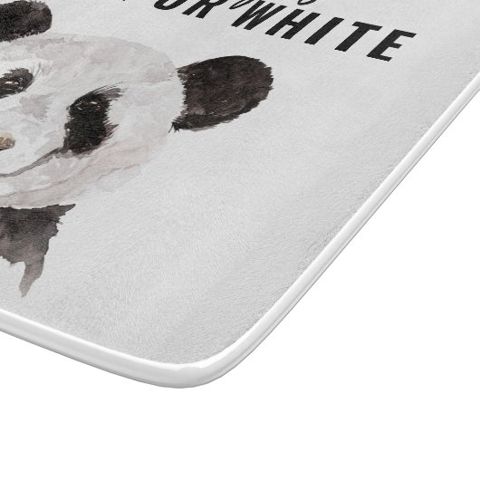 Moderne grappige panda zwart-wit met citaat snijplank (Hoek)