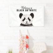 Moderne grappige panda zwart-wit met citaat spandoek (Insitu)