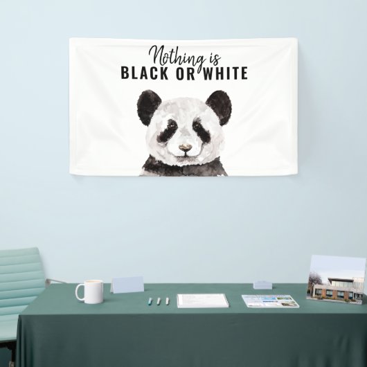 Moderne grappige panda zwart-wit met citaat spandoek (Beurs)