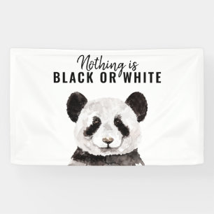 Moderne grappige panda zwart-wit met citaat spandoek