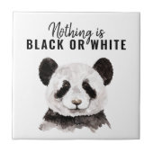 Moderne grappige panda zwart-wit met citaat tegeltje (Voorkant)
