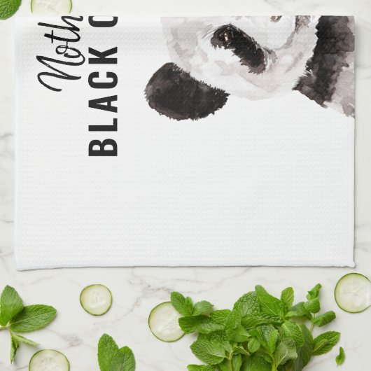 Moderne grappige panda zwart-wit met citaat theedoek (Gevouwen)