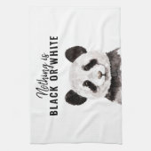 Moderne grappige panda zwart-wit met citaat theedoek (Verticaal)
