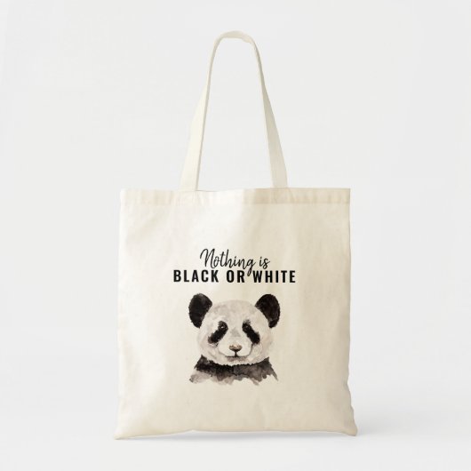 Moderne grappige panda zwart-wit met citaat tote bag (Voorkant)