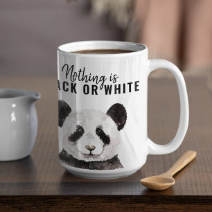 Moderne grappige panda zwart-wit met citaat tweekleurige koffiemok