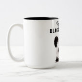Moderne grappige panda zwart-wit met citaat tweekleurige koffiemok (Links)